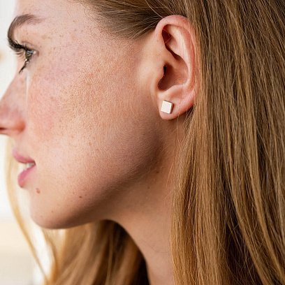 Золоті сережки - пусети "Квадратики" с05437 №4