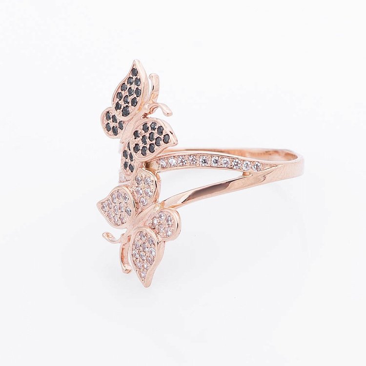 Золотое кольцо "Бабочки" с фианитами 02-0814.0.1402 от ювелирного магазина Оникс - 2