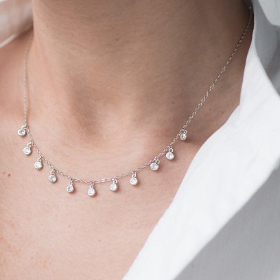 Срібне кольє з фіанітами 18566 №8