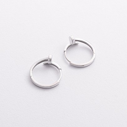 Серьги - кольца "Гвоздь" в белом золоте с08397 №2