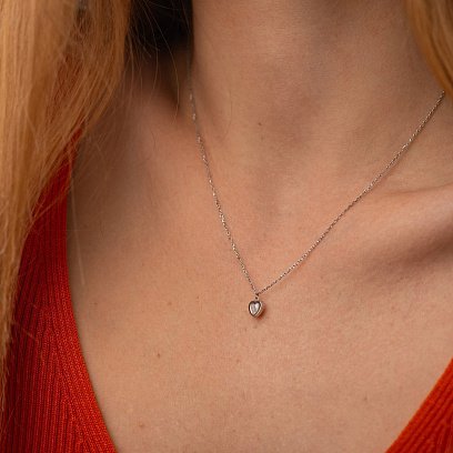 Колье "Сердечко" с перламутром (белое золото) кол02555 №2