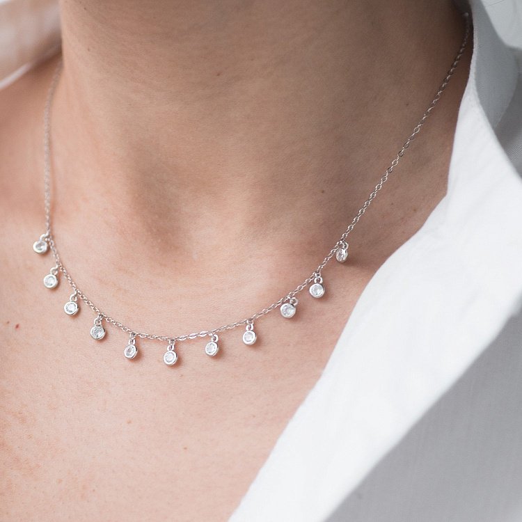 Срібне кольє з фіанітами 18566 від ювелірного магазину Онікс - 10