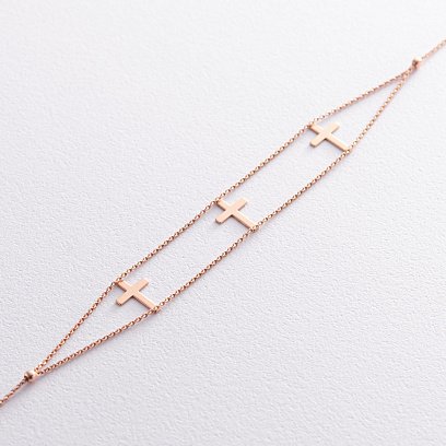 Золоте кольє - чокер з хрестиками кол01386