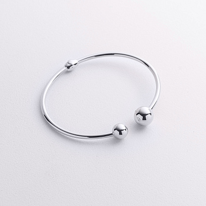 Жорсткий браслет "Кульки" у білому золоті б05509 №3