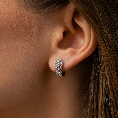 Серебряные серьги с фианитами 123553 №2