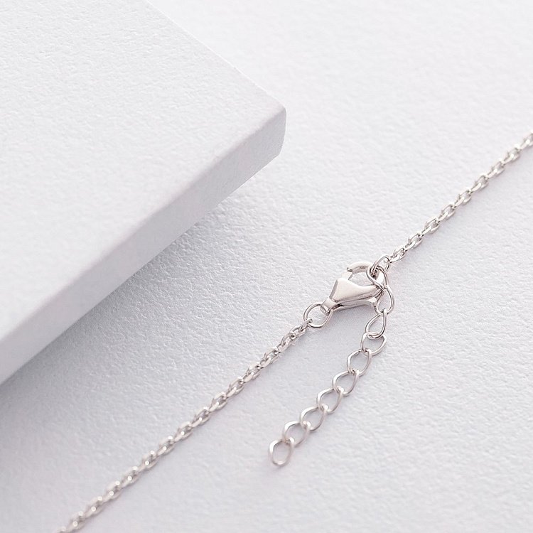 Серебряное колье с сердечком (фианит) 18759 от ювелирного магазина Оникс - 1