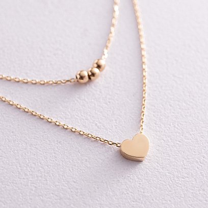 Подвійне золоте кольє "Кульки та сердечко" кол02301 №2