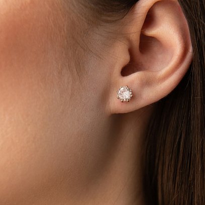 Золоті сережки-пусети з фіанітами с05185 №2