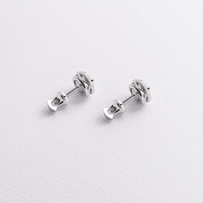 Золотые серьги - пусеты с бриллиантами 344671121 №3