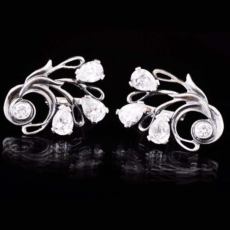 Серьги "Веточка"(фианит) 12523 от ювелирного магазина Оникс - 5