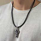Мужской православный крест "Распятие" из эбенового дерева и серебра 970 от ювелирного магазина Оникс - 1