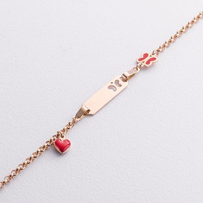 Дитячий браслет "Метелик і сердечко" з емаллю б02587 №3