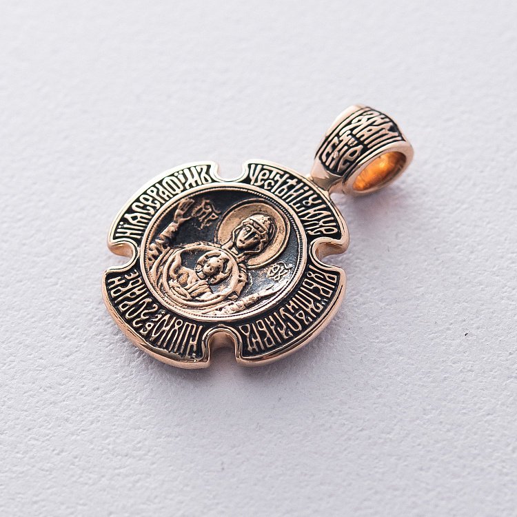 Золотая ладанка "Троица. Божия Матерь "Знамение" п02642 от ювелирного магазина Оникс