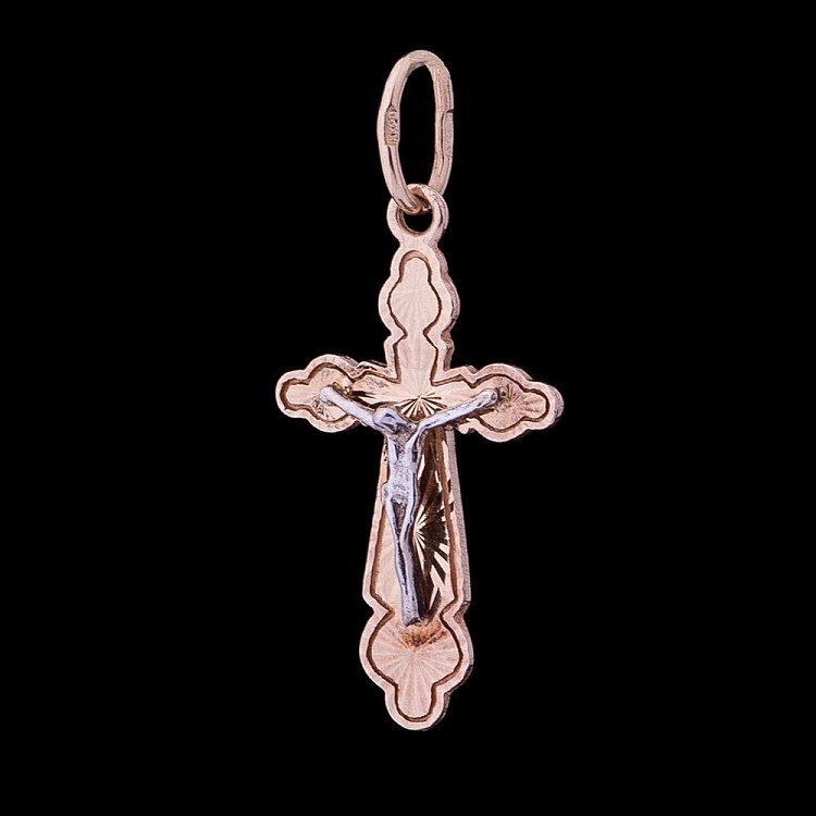 Золотой православный крест (распятие) п00246 от ювелирного магазина Оникс