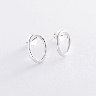 Золотые серьги - пусеты "Овальные" с06757 №2