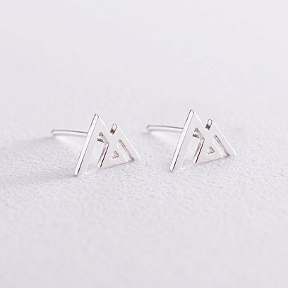 Серьги - пусеты "Горы" в серебре 122915 №4