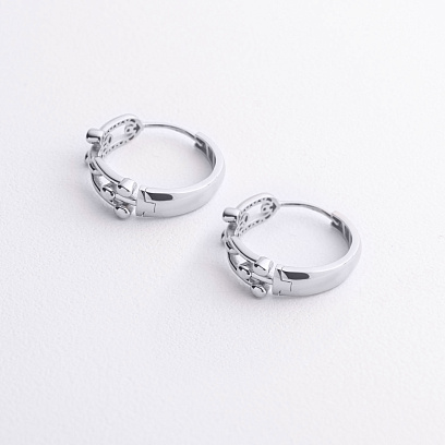 Серьги - кольца "Фантазия" в белом золоте с09588 №2