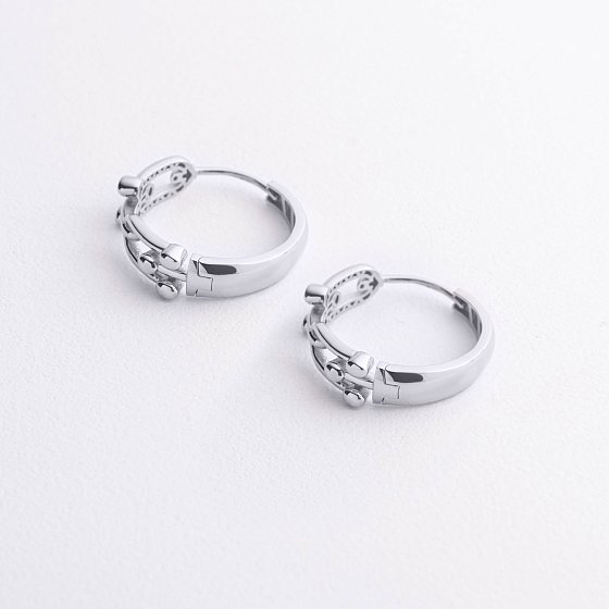 Серьги - кольца "Фантазия" в белом золоте с09588 №3