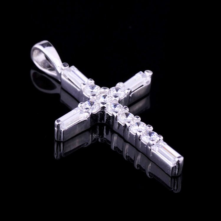 Хрестик (фіаніти, родій) 131996 від ювелірного магазину Онікс - 3