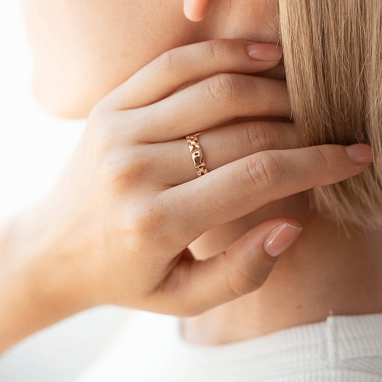 Золота каблучка "Ланцюжок" к07074 від ювелірного магазину Онікс - 6