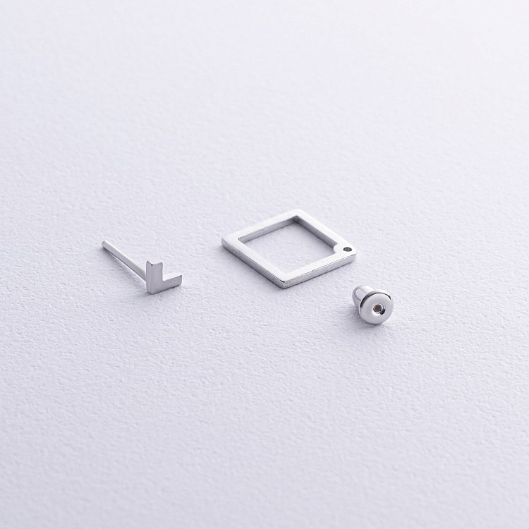 Серебряные серьги - джекеты "Ромбы" 123122 от ювелирного магазина Оникс - 5