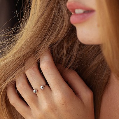 Каблучка "Кульки" в білому золоті к07508 №8