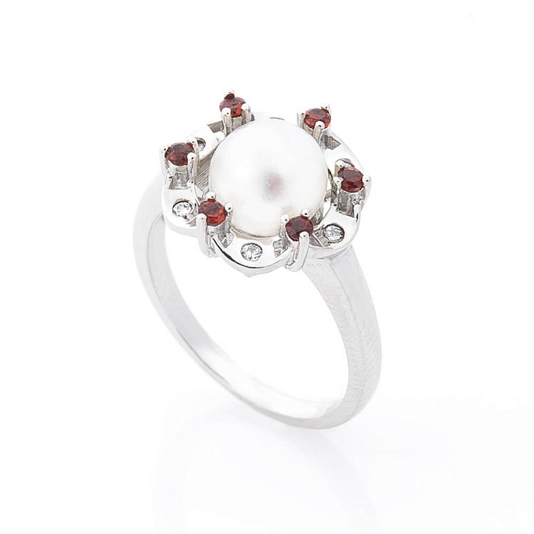 Срібний перстень (культ. прісн. перли, фіаніт) 111168 від ювелірного магазину Онікс