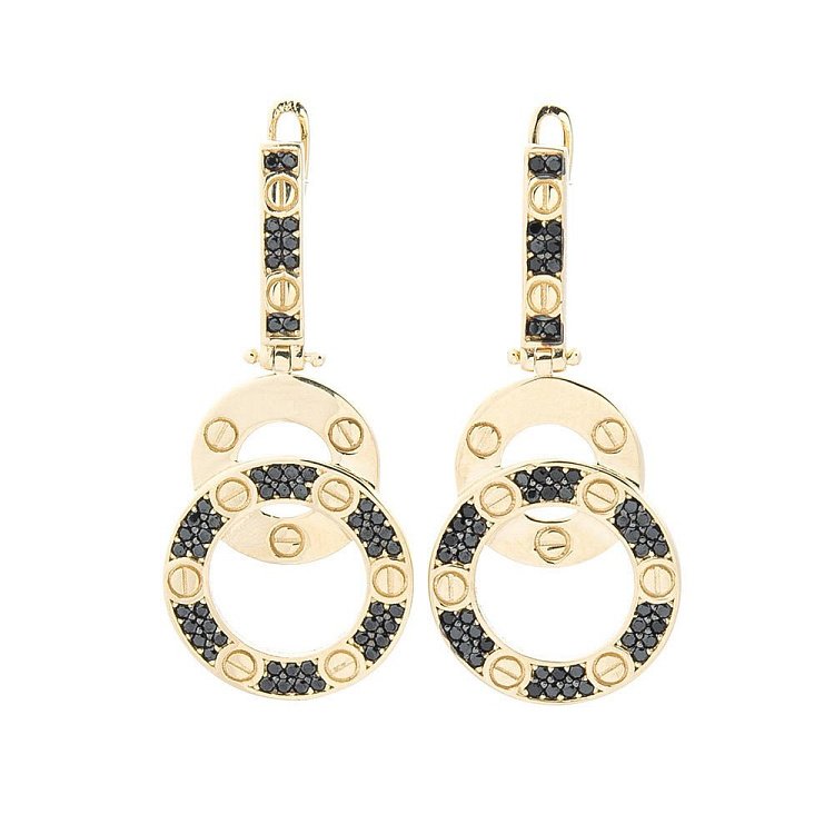 Золотые серьги с черными фианитами с05338 от ювелирного магазина Оникс - 1