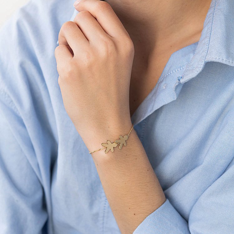 Браслет "Два мальчика" в желтом золоте (возможна гравировка) з2089ж от ювелирного магазина Оникс - 4