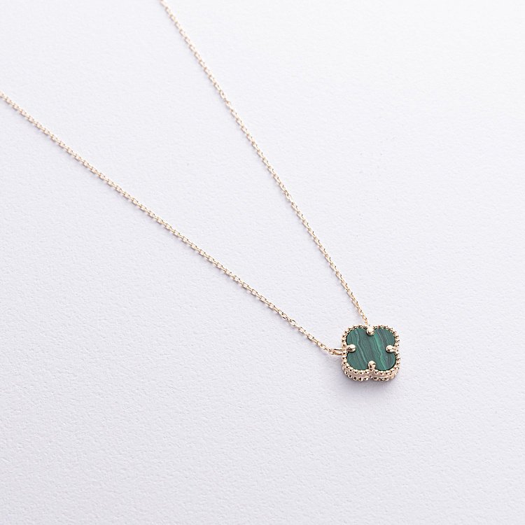 Кольє "Конюшина" в жовтому золоті (малахіт) кол01660 від ювелірного магазину Онікс - 2