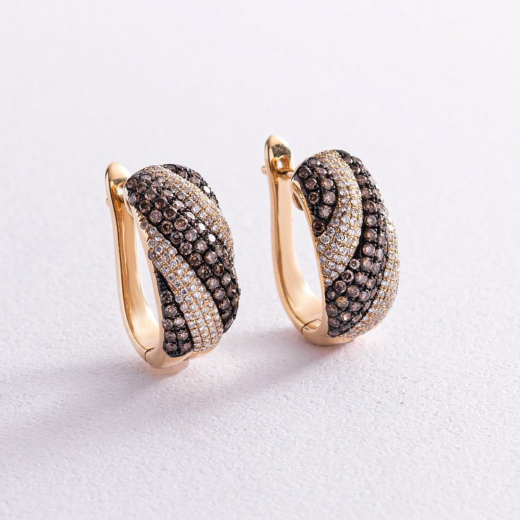 Золотые серьги с бриллиантами LED0776 от ювелирного магазина Оникс