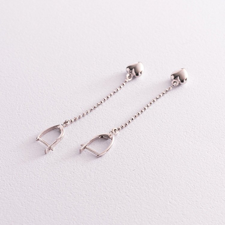 Срібні сережки "Сердечки" на ланцюжку 123145 від ювелірного магазину Онікс - 2