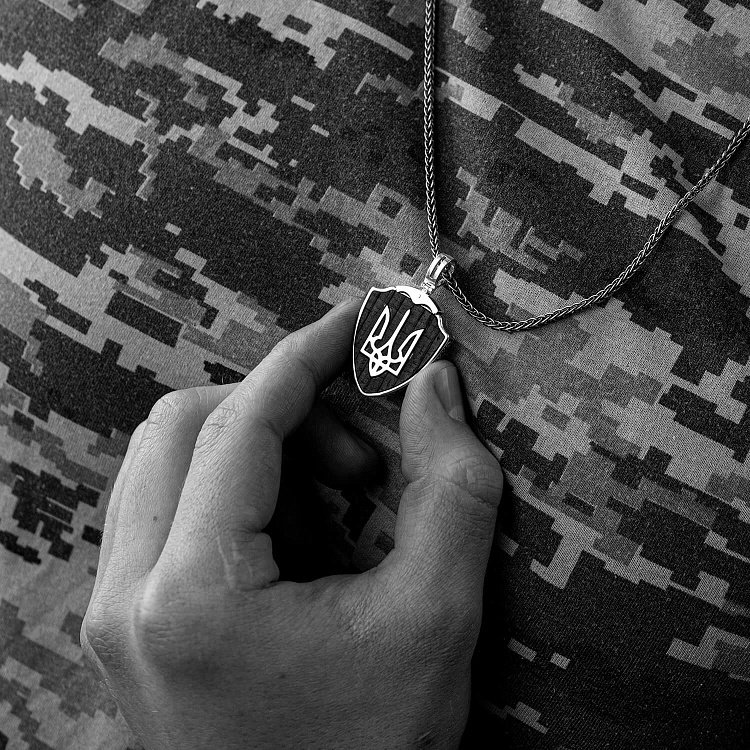 Серебряный кулон "Герб України - Тризуб. Ангел Охоронець. Слава Україні - Героям Слава" с эбеновым деревом 972 от ювелирного магазина Оникс - 20