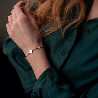 Золотой шариковый браслет "Клевер" б04707 №2