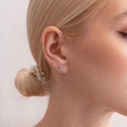 Золоті сережки - пусети 2 в 1 з діамантами 327271121 №2