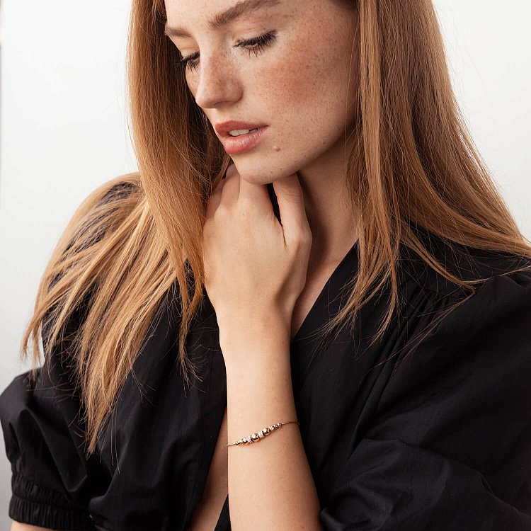 Браслет "Шарики" в красном золоте (фианиты) б05092 от ювелирного магазина Оникс - 1