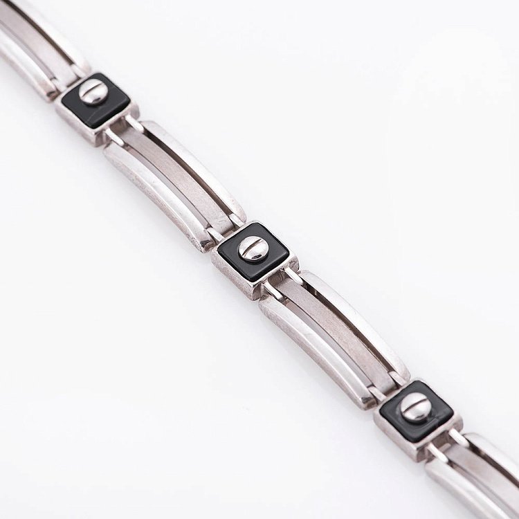 Чоловічий срібний браслет з вставкою онікс 14659 від ювелірного магазину Онікс - 2