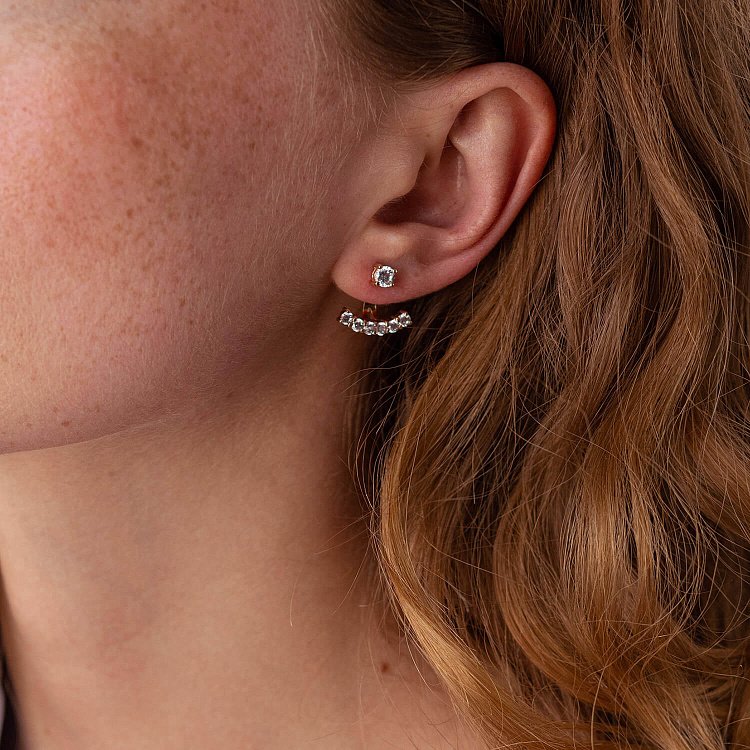 Сережки - джекети в червоному золоті (фіаніти) с04110 від ювелірного магазину Онікс - 2