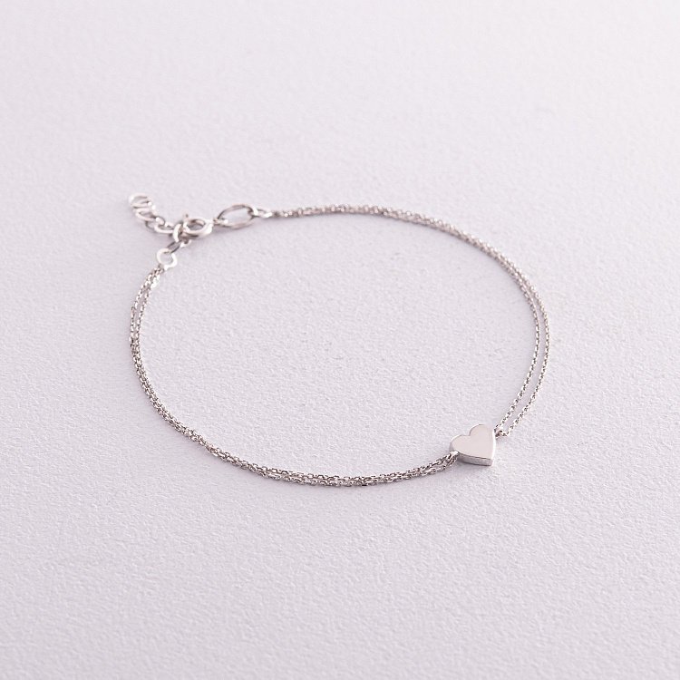 Браслет "Сердечко" в білому золоті б04560 від ювелірного магазину Онікс