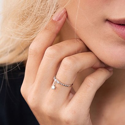 Золотое кольцо "Звездочка" с фианитами к06824 №4