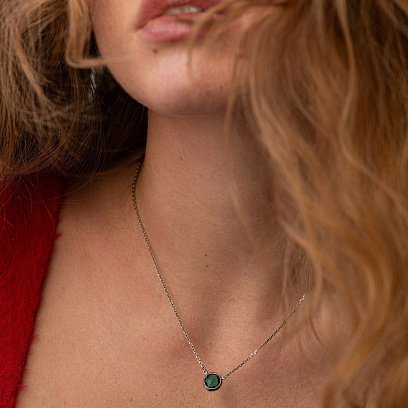 Серебряное колье с синт. турмалином 18910 №2