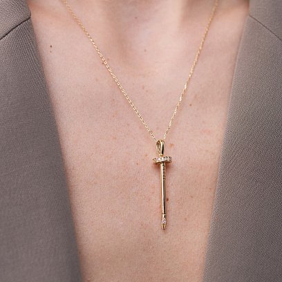 Кольє "Цвях" у жовтому золоті (фіаніти) кол02184 №6