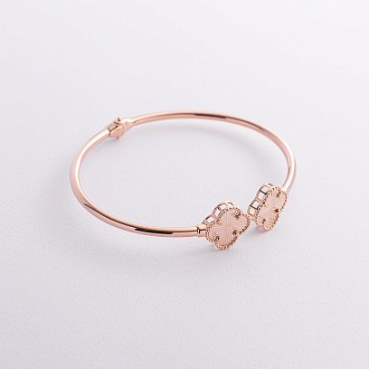 Жесткий браслет "Клевер" в красном золоте б05589 №3