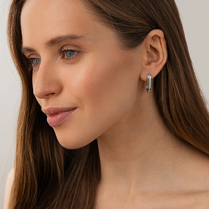 Серьги "Jenny" с фианитами (белое золото) с09580 №4