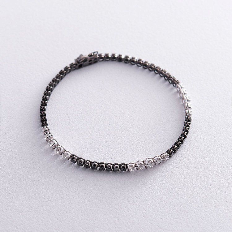 Золотий браслет з чорними і білими діамантами бб0008ar від ювелірного магазину Онікс