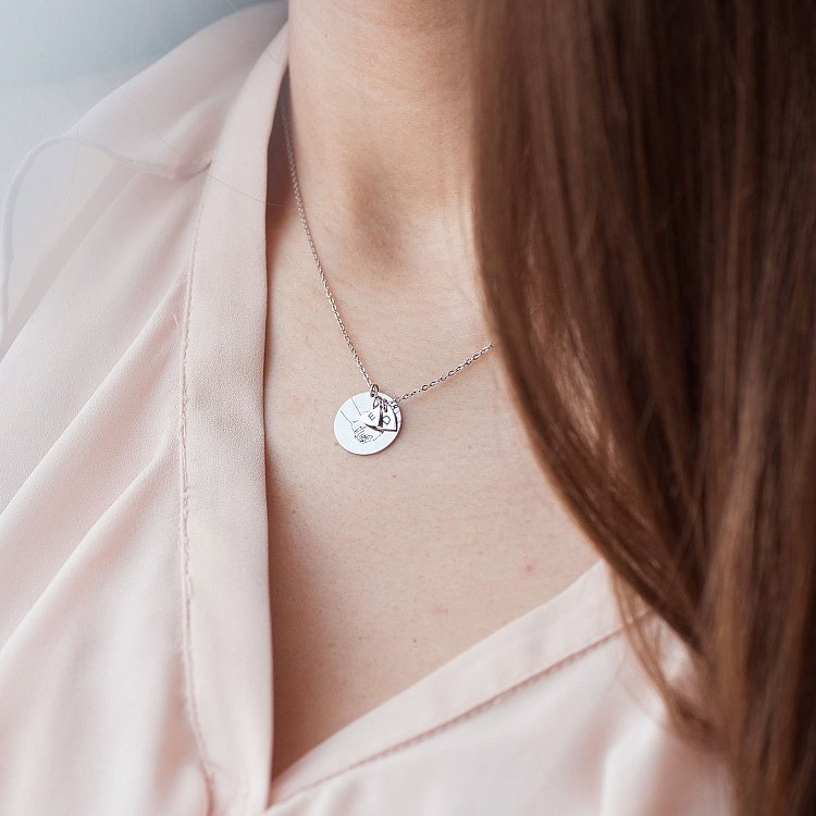 Срібне кольє для гравіювання (диск і 2 серця) 181000 від ювелірного магазину Онікс - 5