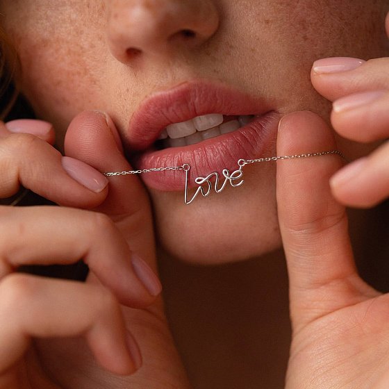 Кольє "Love" у білому золоті кол02266 №3