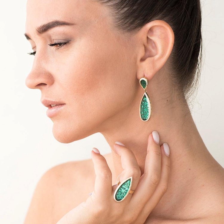 Золоті сережки з фіанітами с03545 від ювелірного магазину Онікс - 2