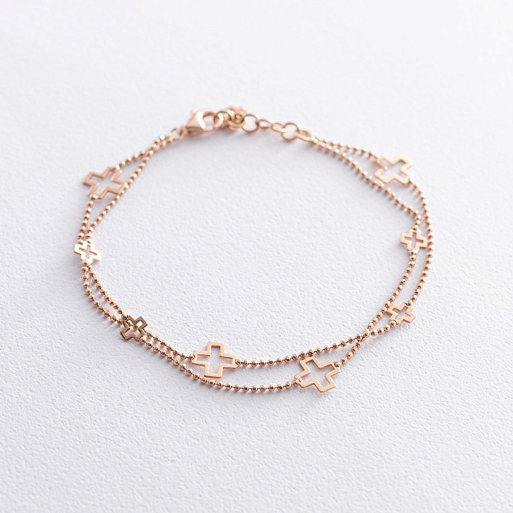Браслет "Хрестики" в червоному золоті б04539 від ювелірного магазину Онікс