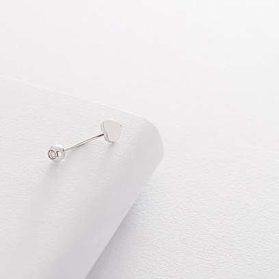 Золотой пирсинг в пупок "Сердечко" (фианит) пир00237